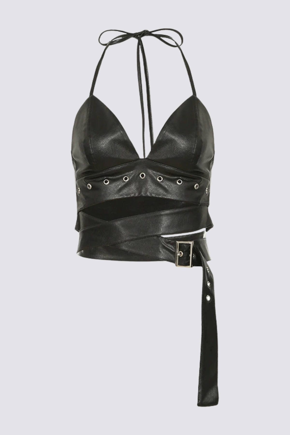 Brutal Flex Leather Halter Neck Top