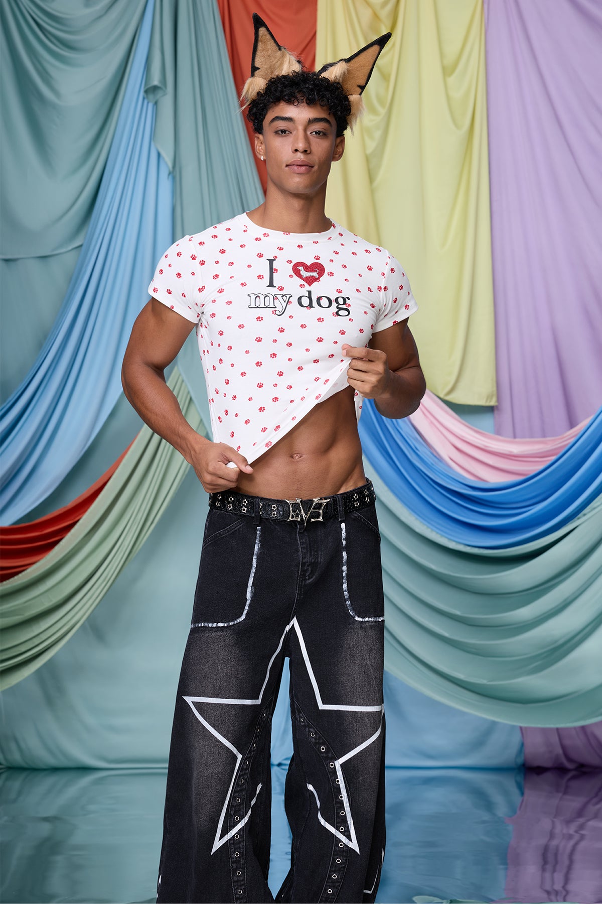 Bubble Matrix Rhinestone Print Crop Top