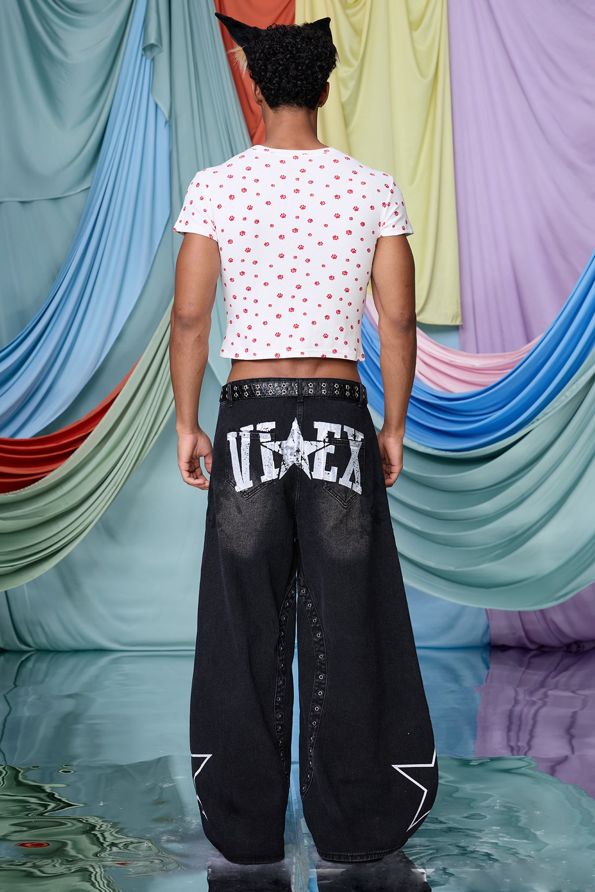 Bubble Matrix Rhinestone Print Crop Top