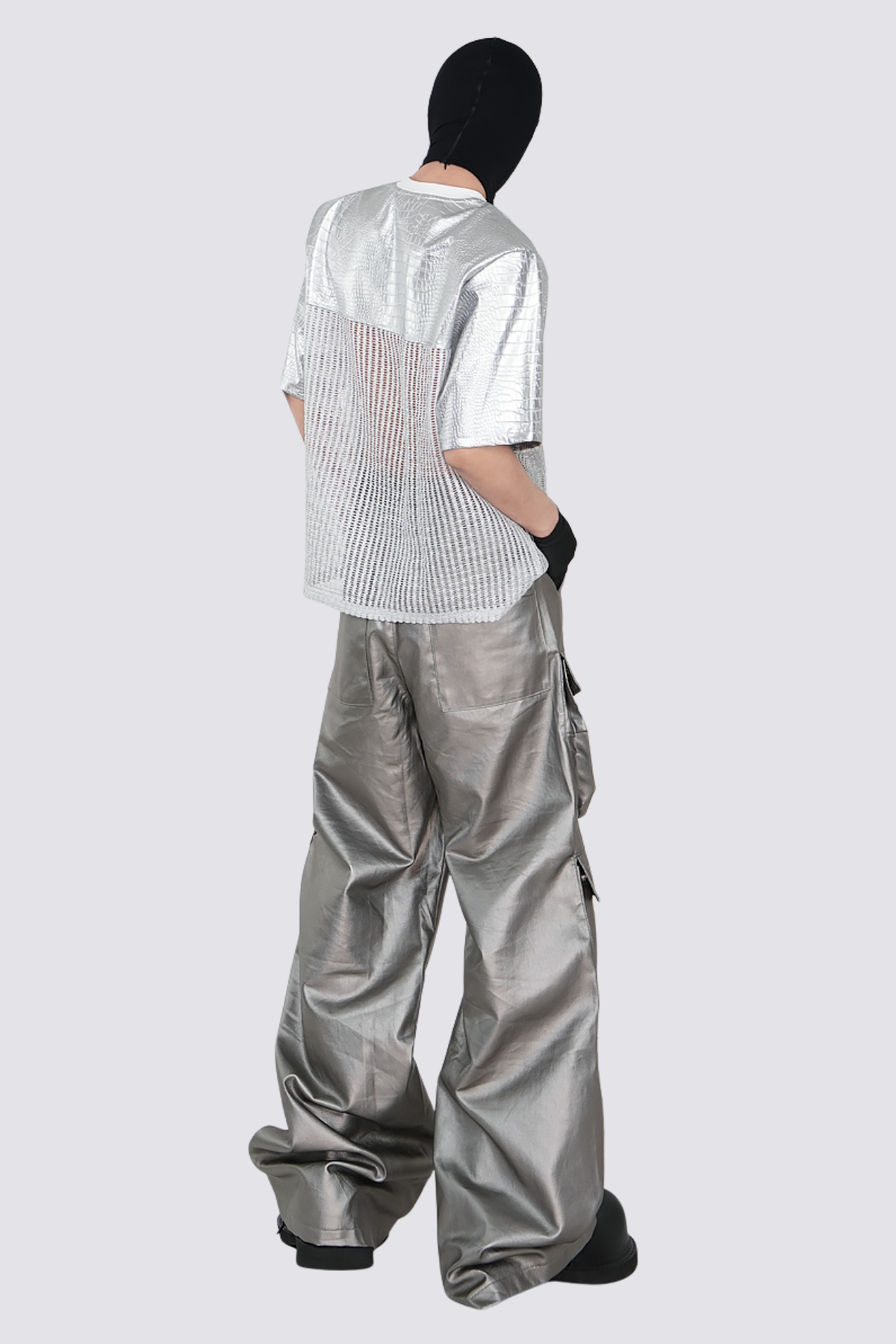 Burn Shell Leather Splicing Cutout Top