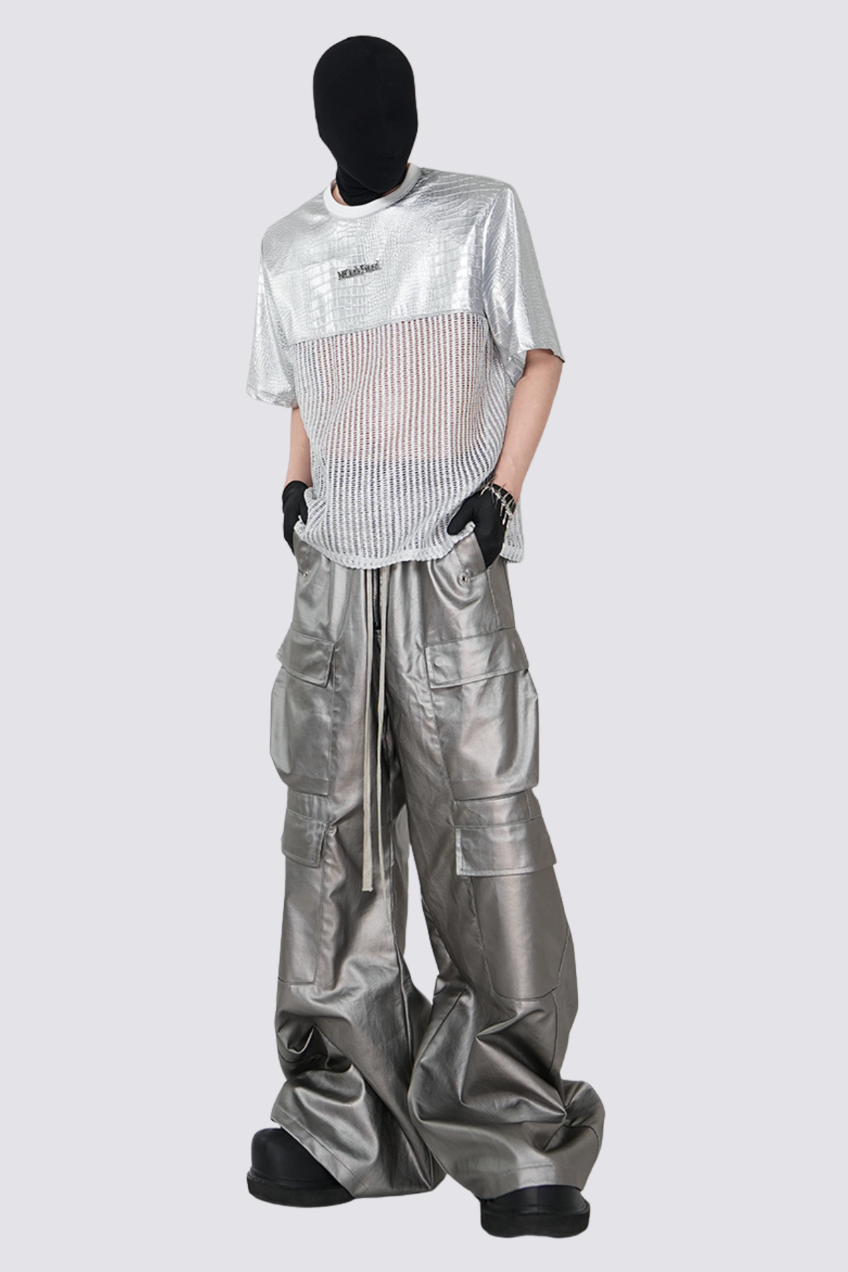 Burn Shell Leather Splicing Cutout Top