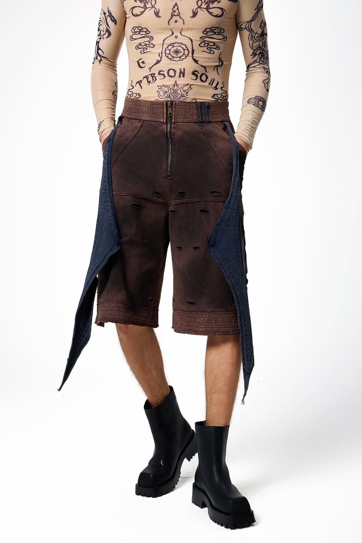 Burnout Blues Straight Zipper Shorts