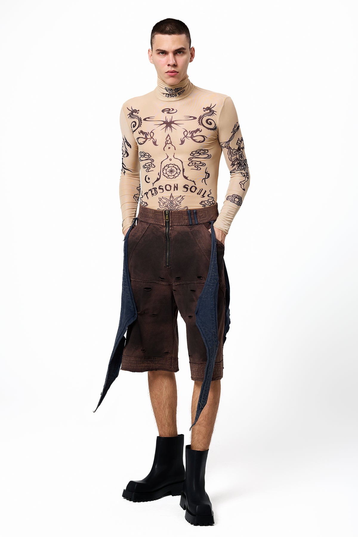 Burnout Blues Straight Zipper Shorts