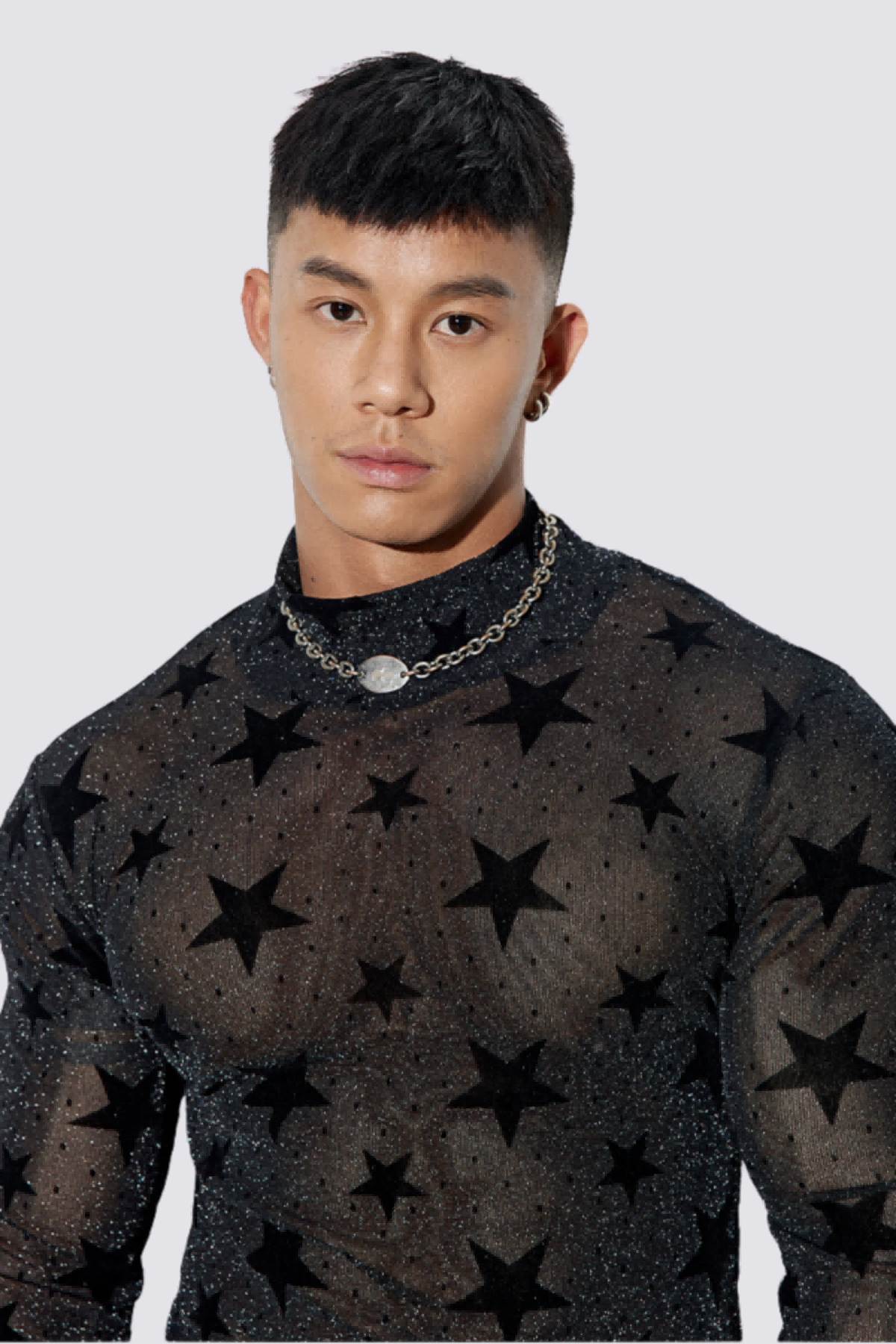 Calm Surface Glitter Long Sleeve Star Top