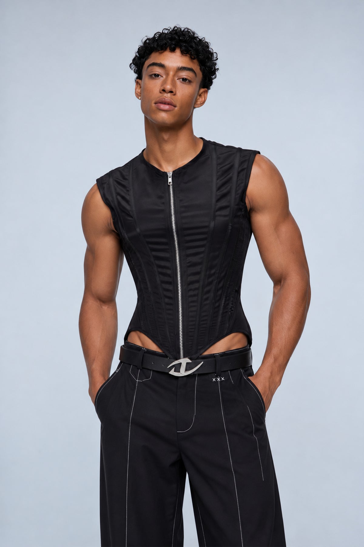 Ceramic Flow Zipper Sleeveless Bodysuit