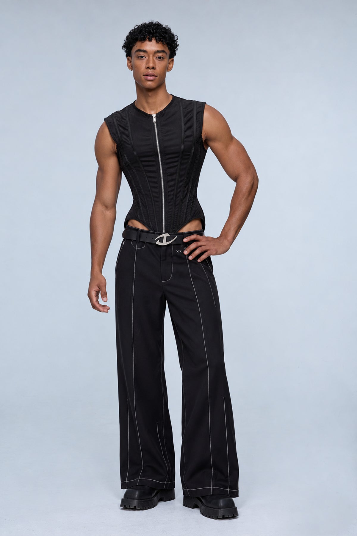 Ceramic Flow Zipper Sleeveless Bodysuit