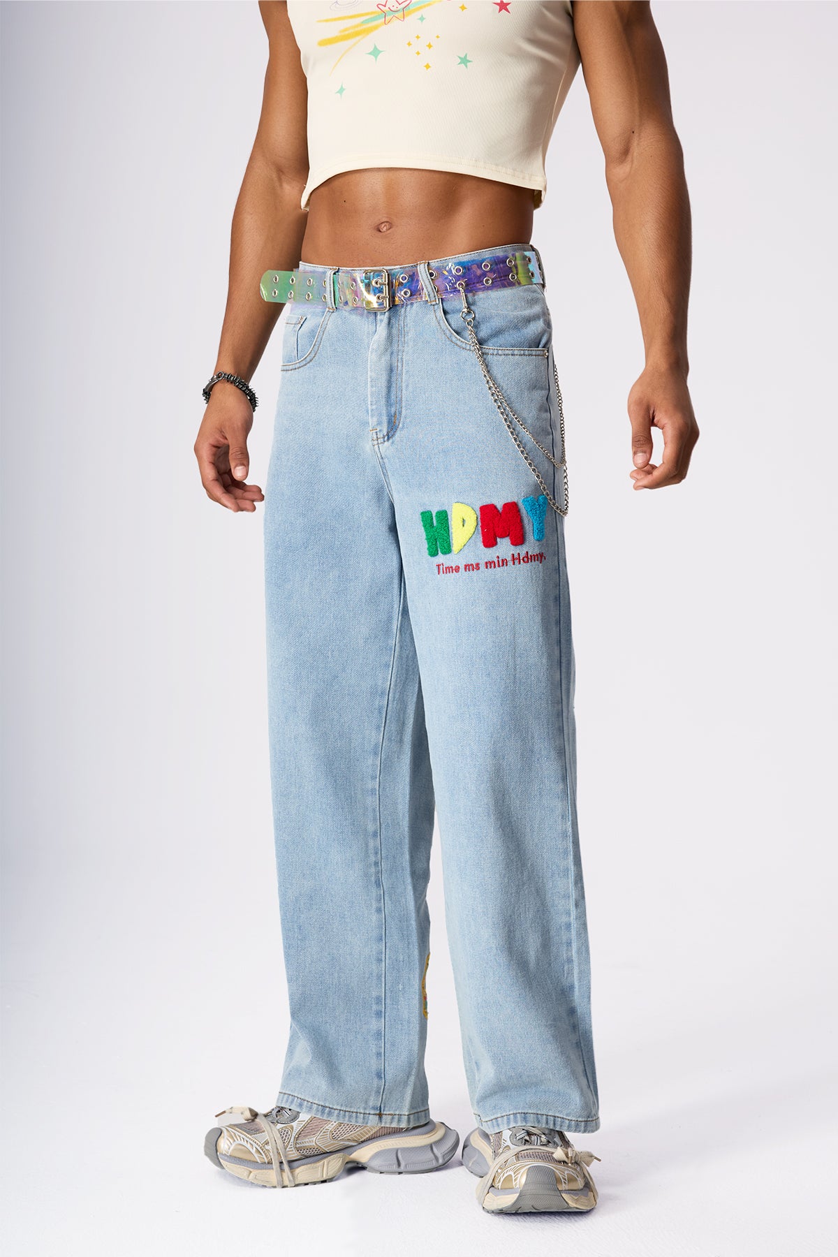 Chainstorm Embroidery Straight Jeans