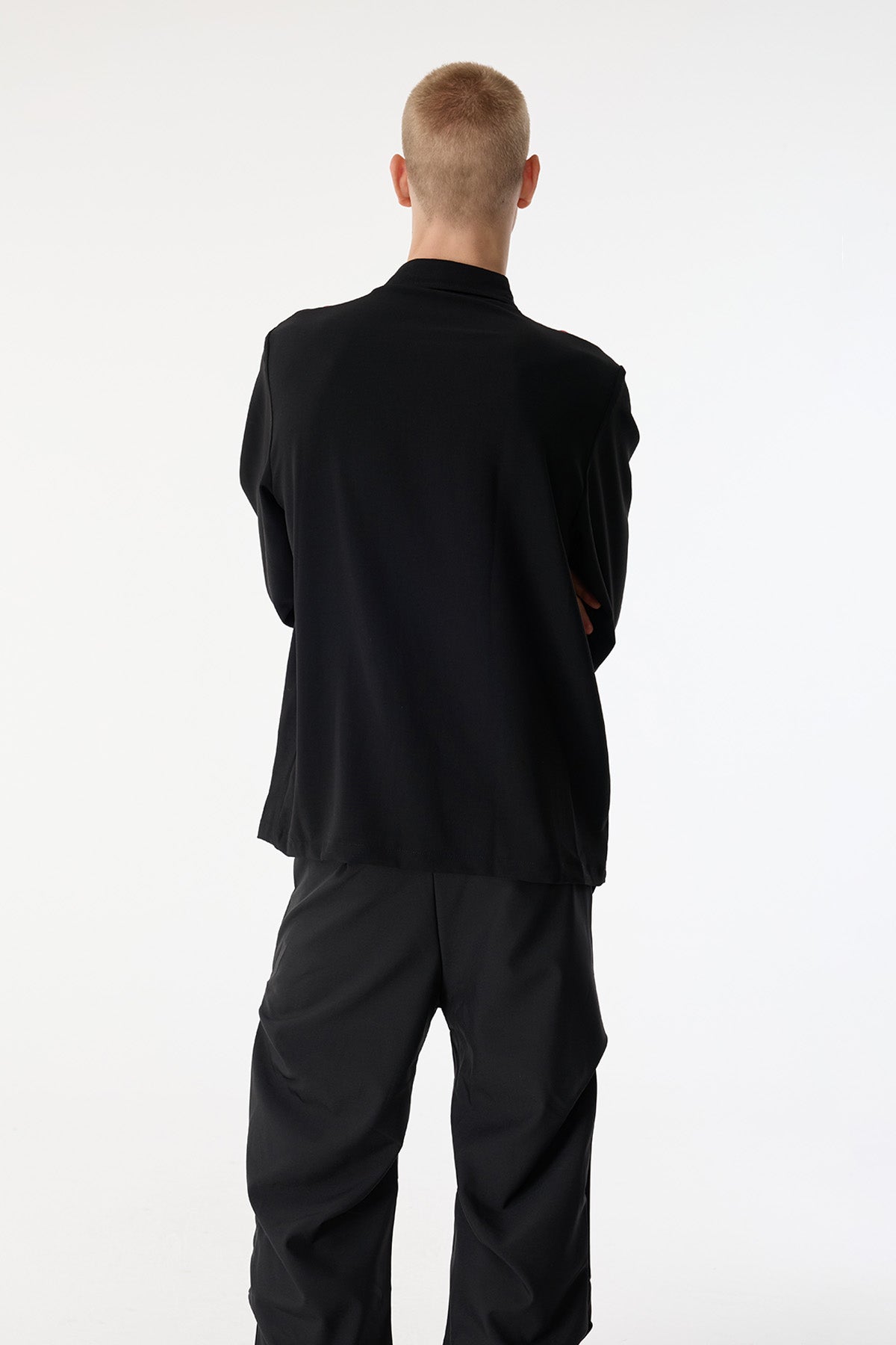 Charcoal Sheet Fringe Long Sleeve Shirts