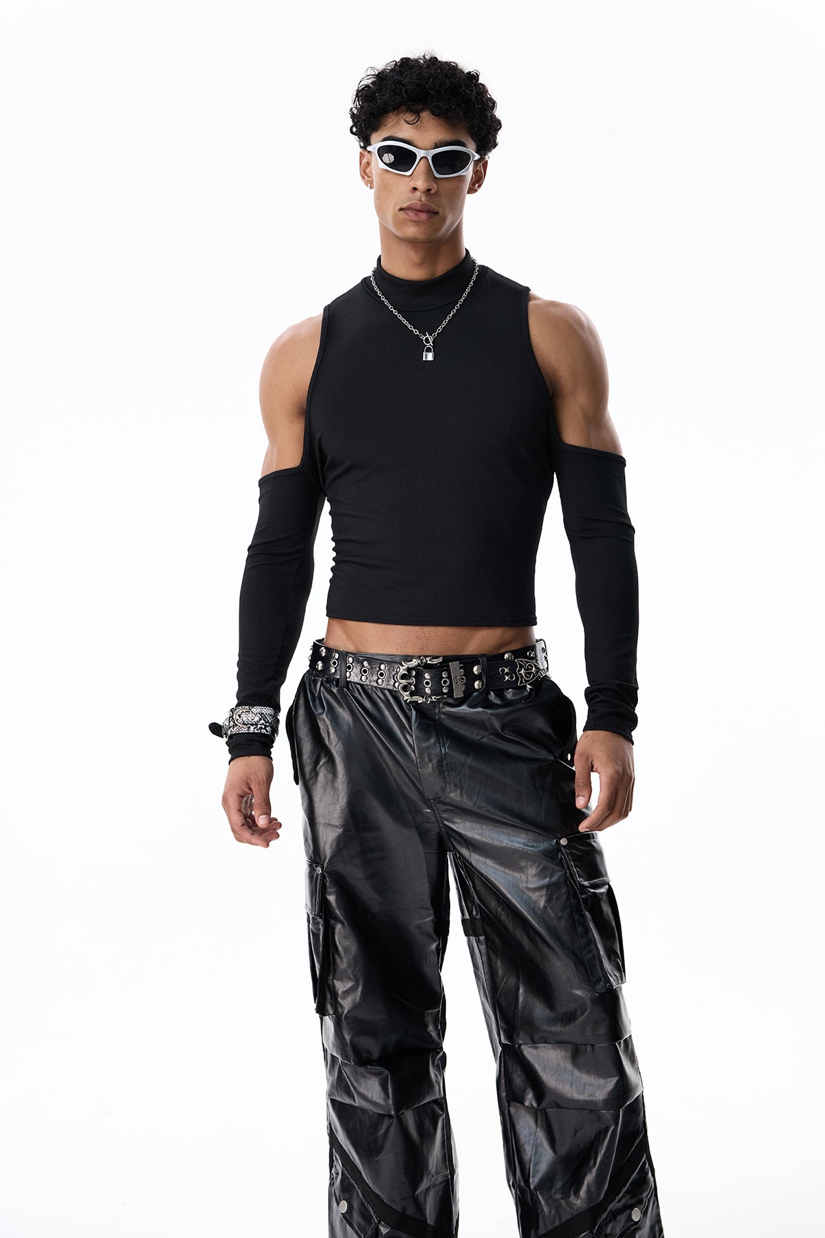 Charcoal Wrap Cutout Top Black