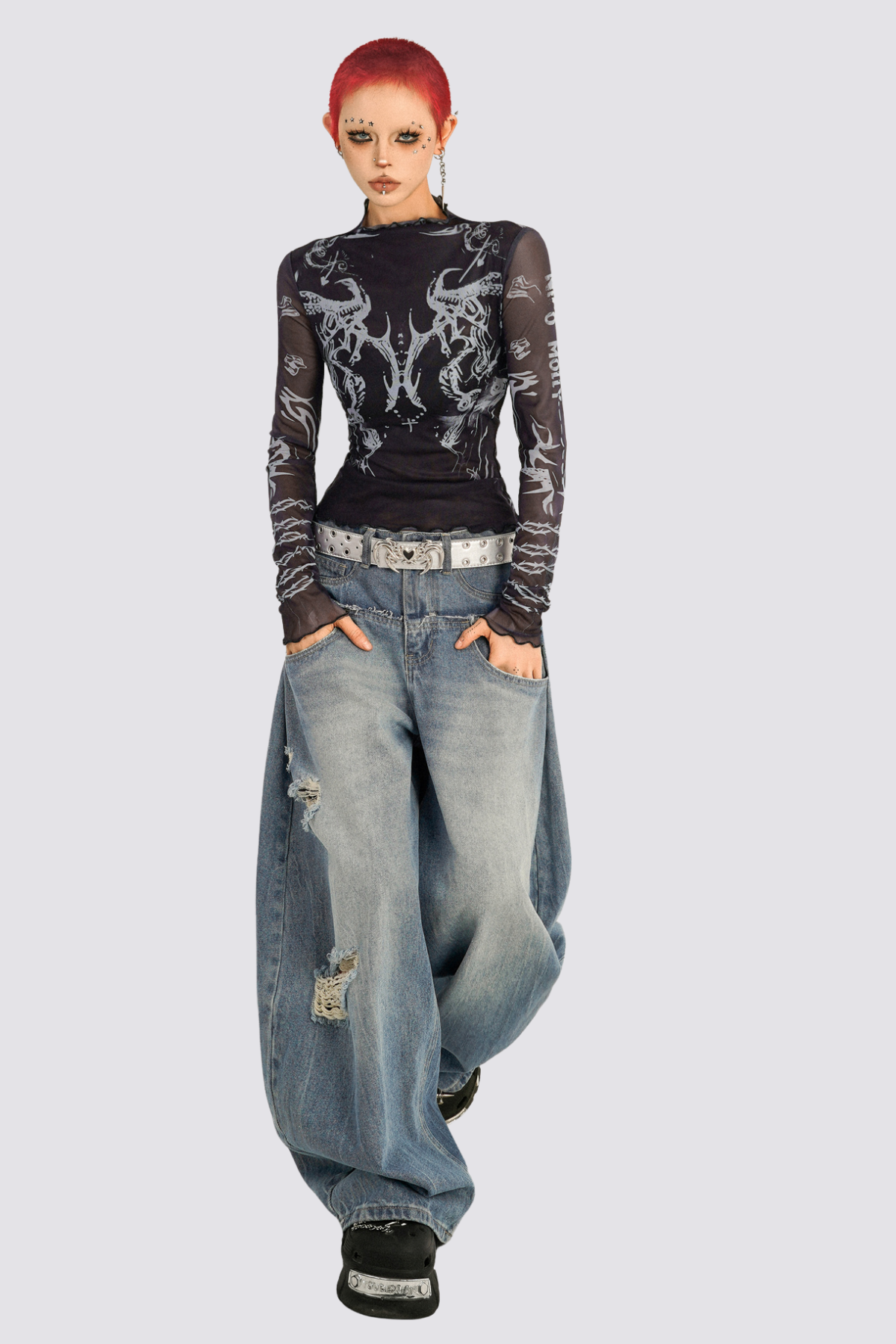 Chill Glint Long Sleeve Mesh Top