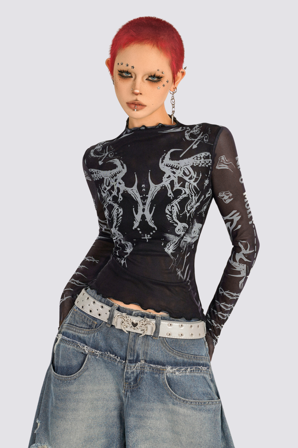 Chill Glint Long Sleeve Mesh Top