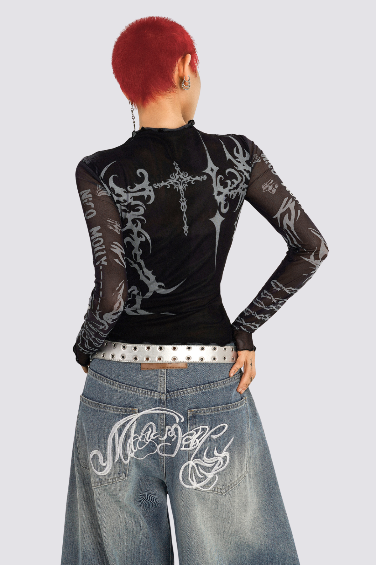 Chill Glint Long Sleeve Mesh Top