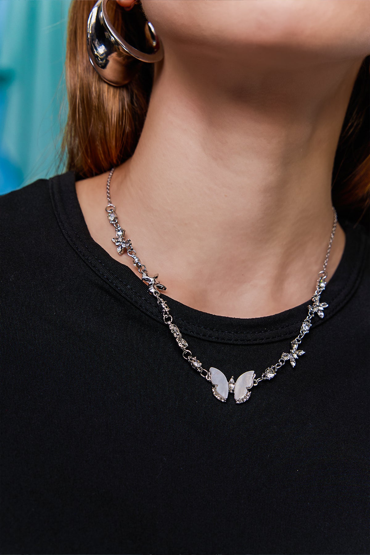 Chrome Domain Butterfly Necklace
