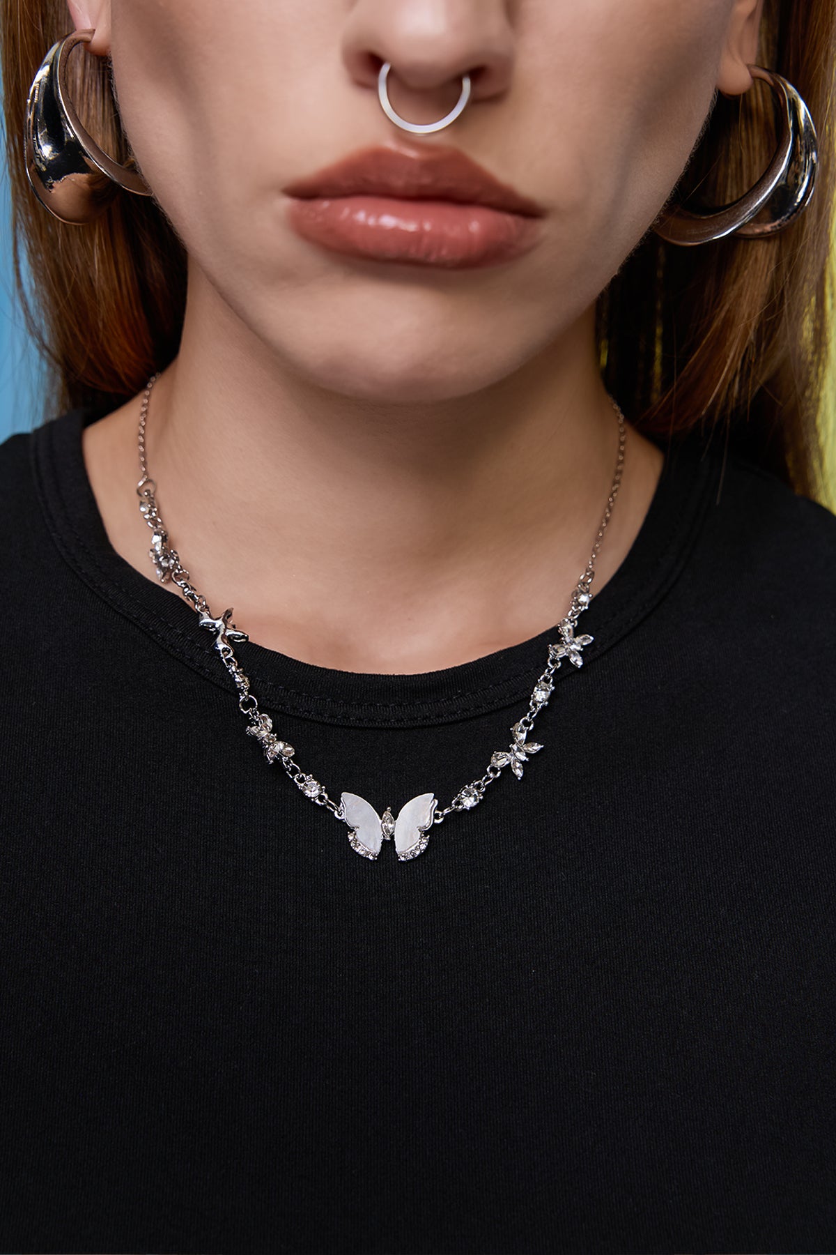 Chrome Domain Butterfly Necklace