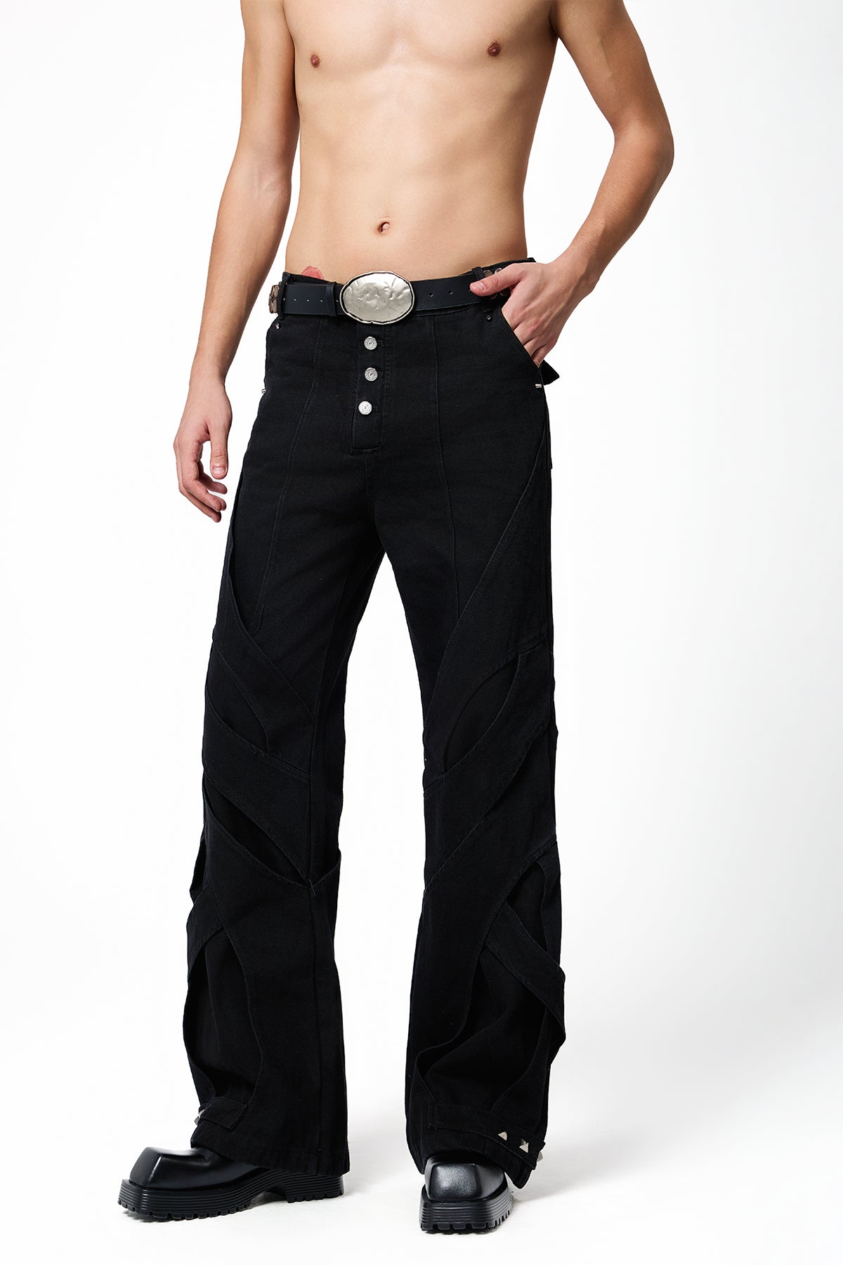 Chrome Fade Paneled Bootcut Jeans