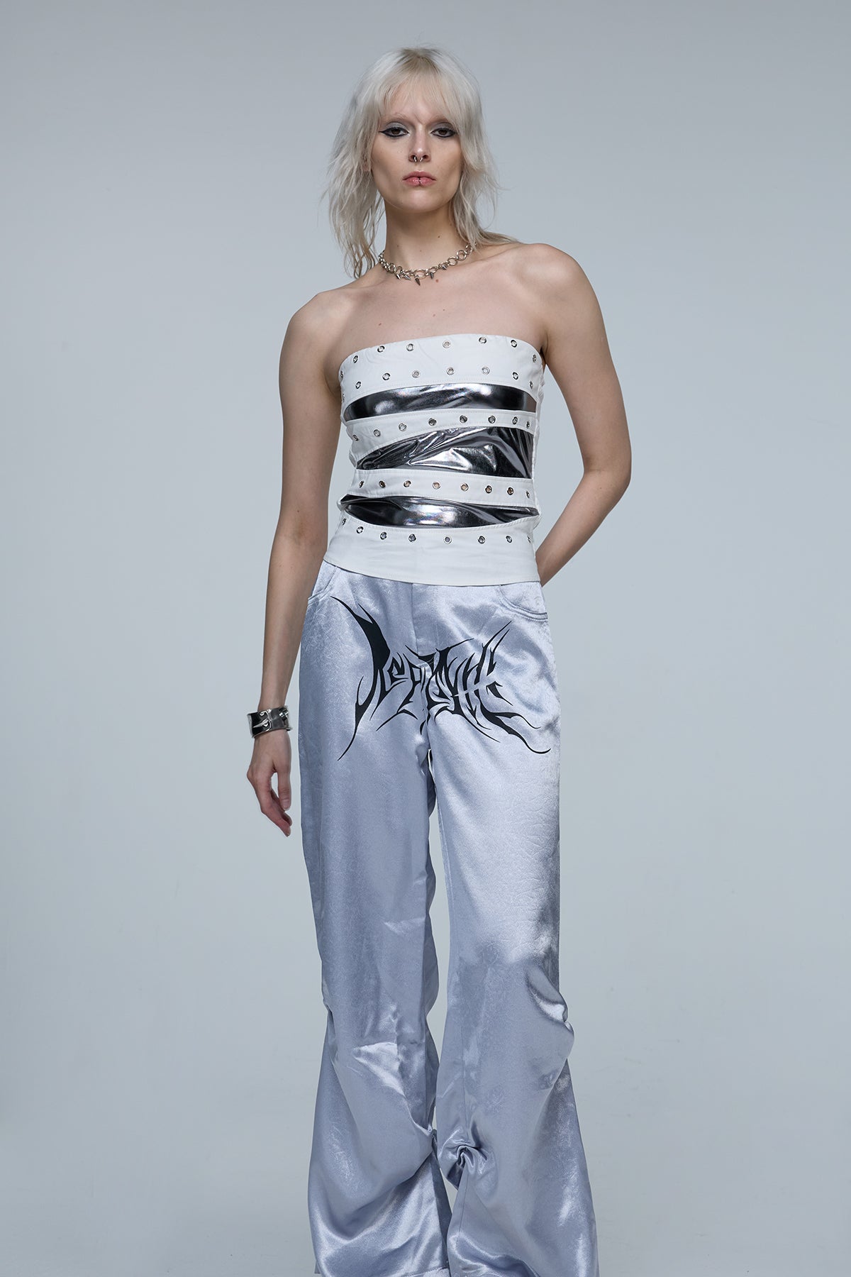 Chrome Sabotage Eyelet Corset Top