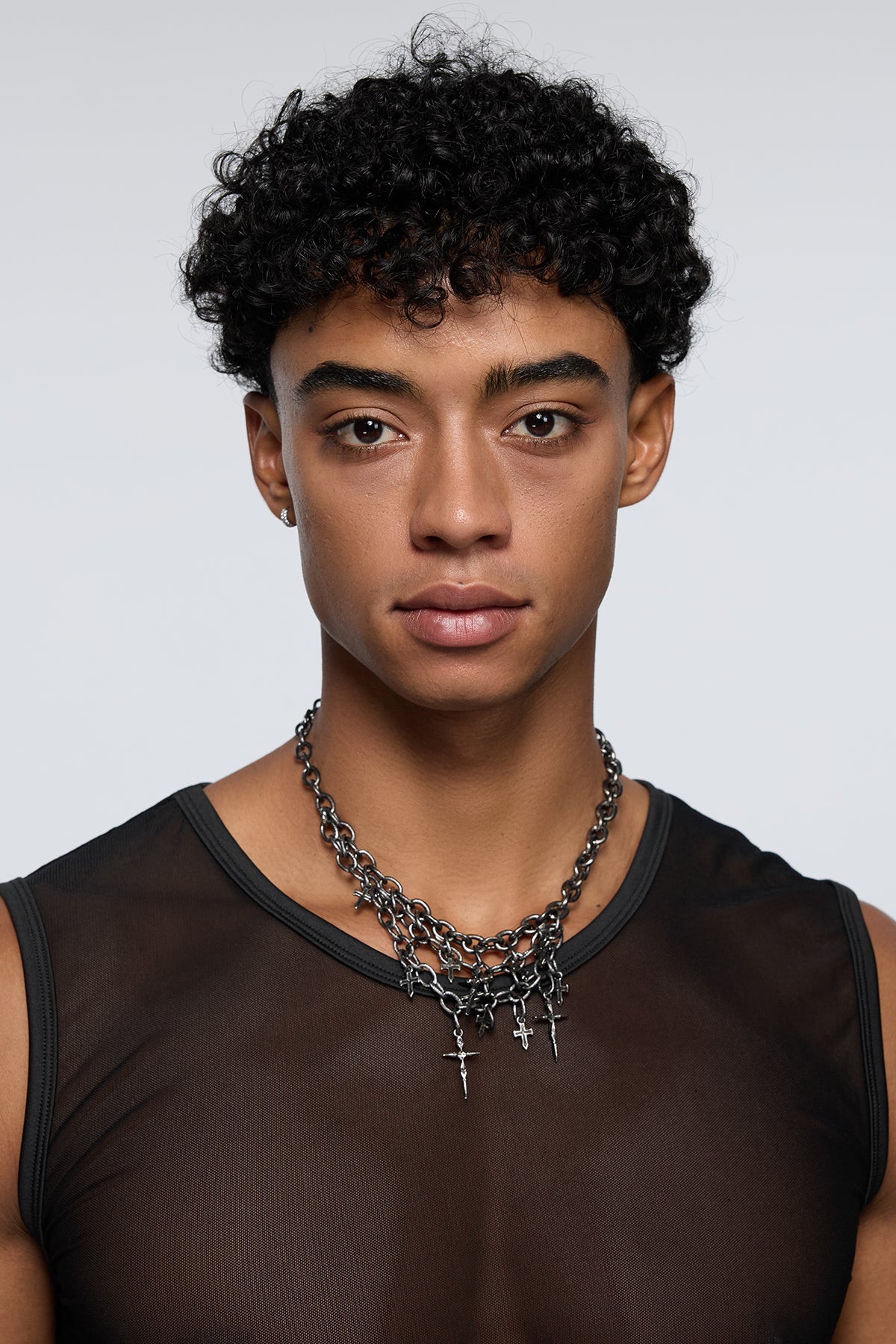 Chrome Sheave Metal Necklace