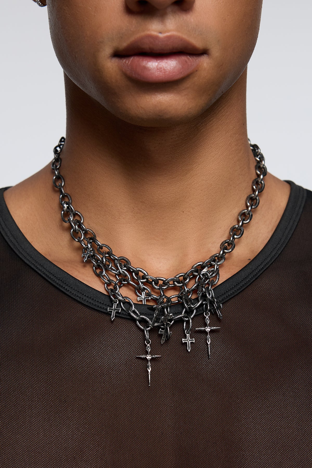 Chrome Sheave Metal Necklace