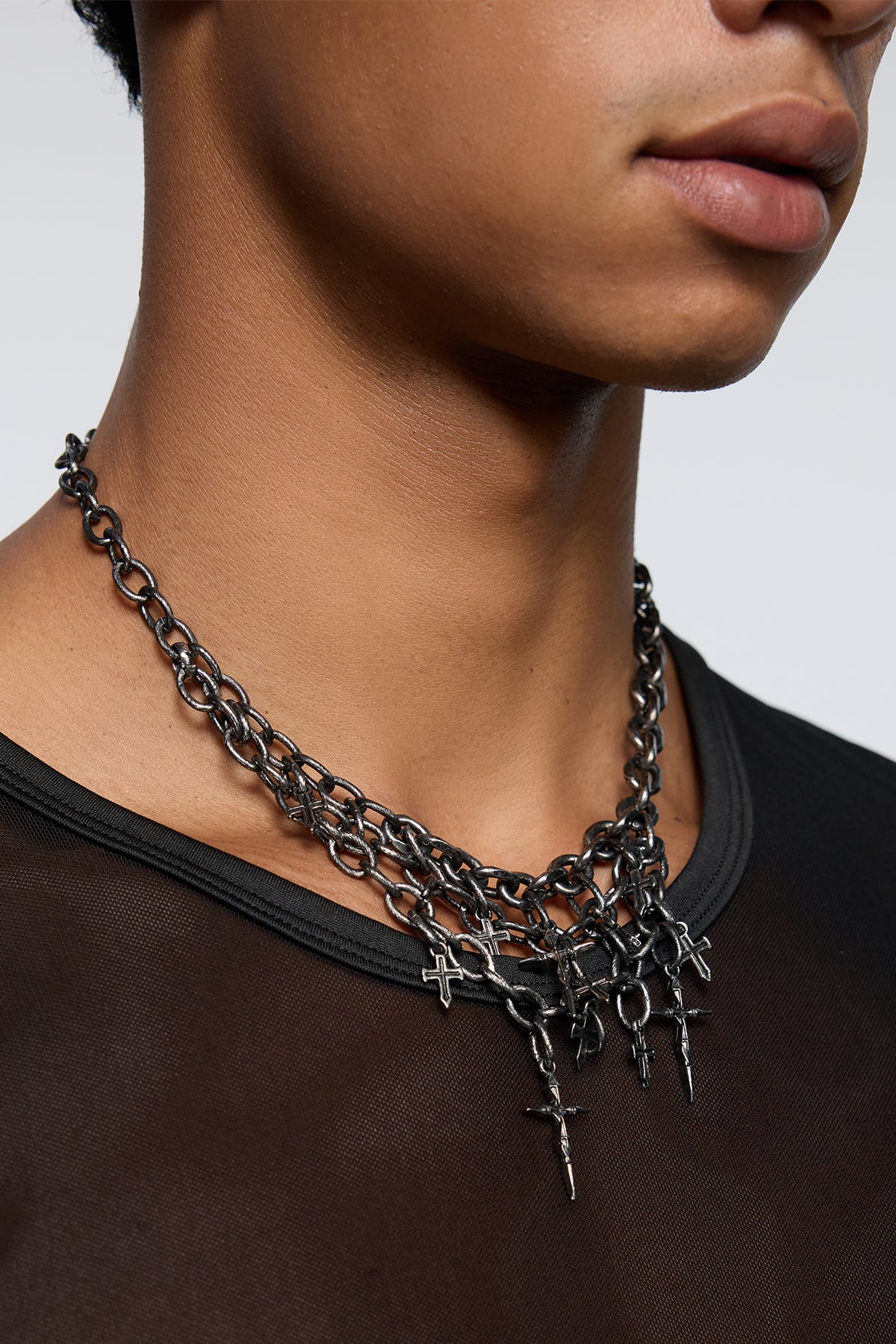 Chrome Sheave Metal Necklace
