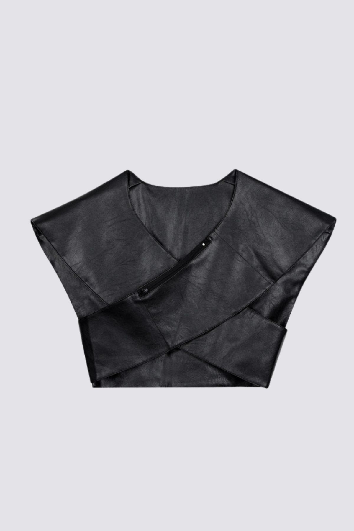 Crop-Top aus verchromtem Leder