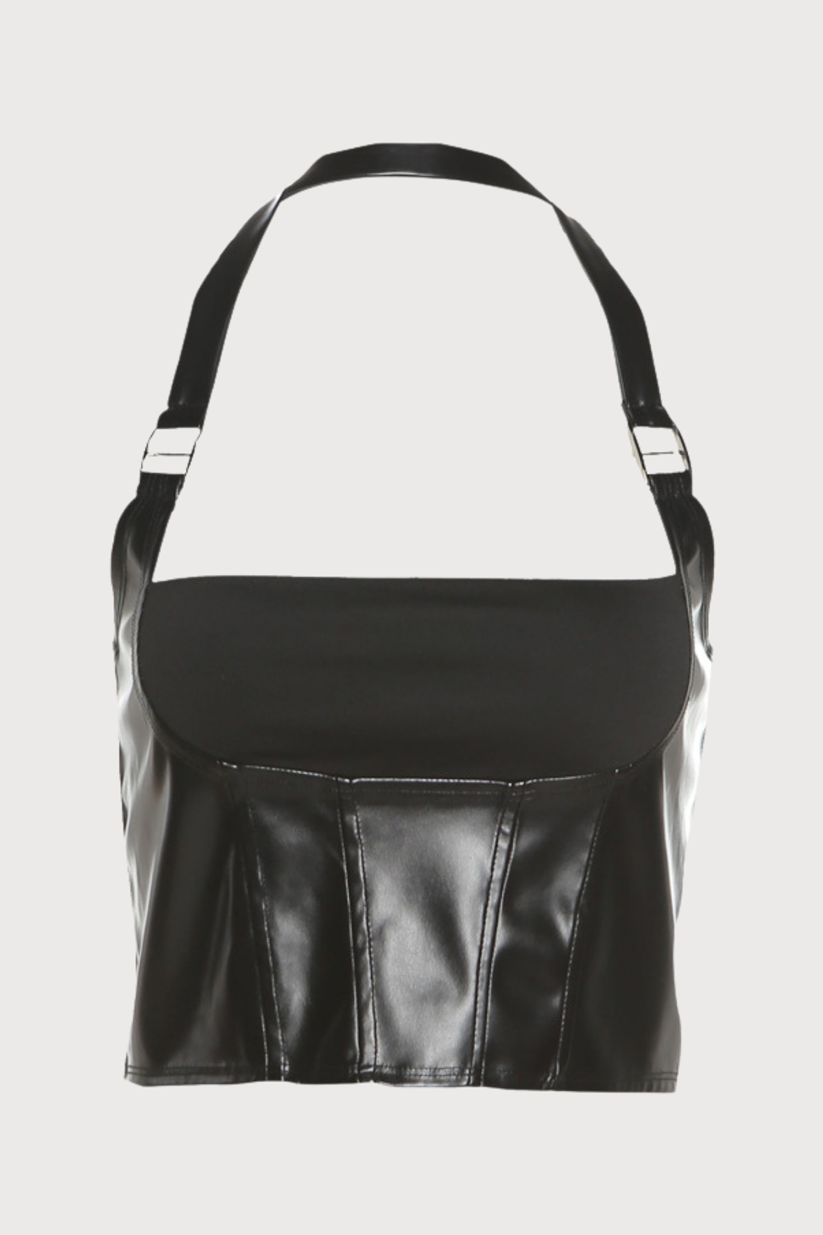 Chrome Burn Halter Neck Leather Top