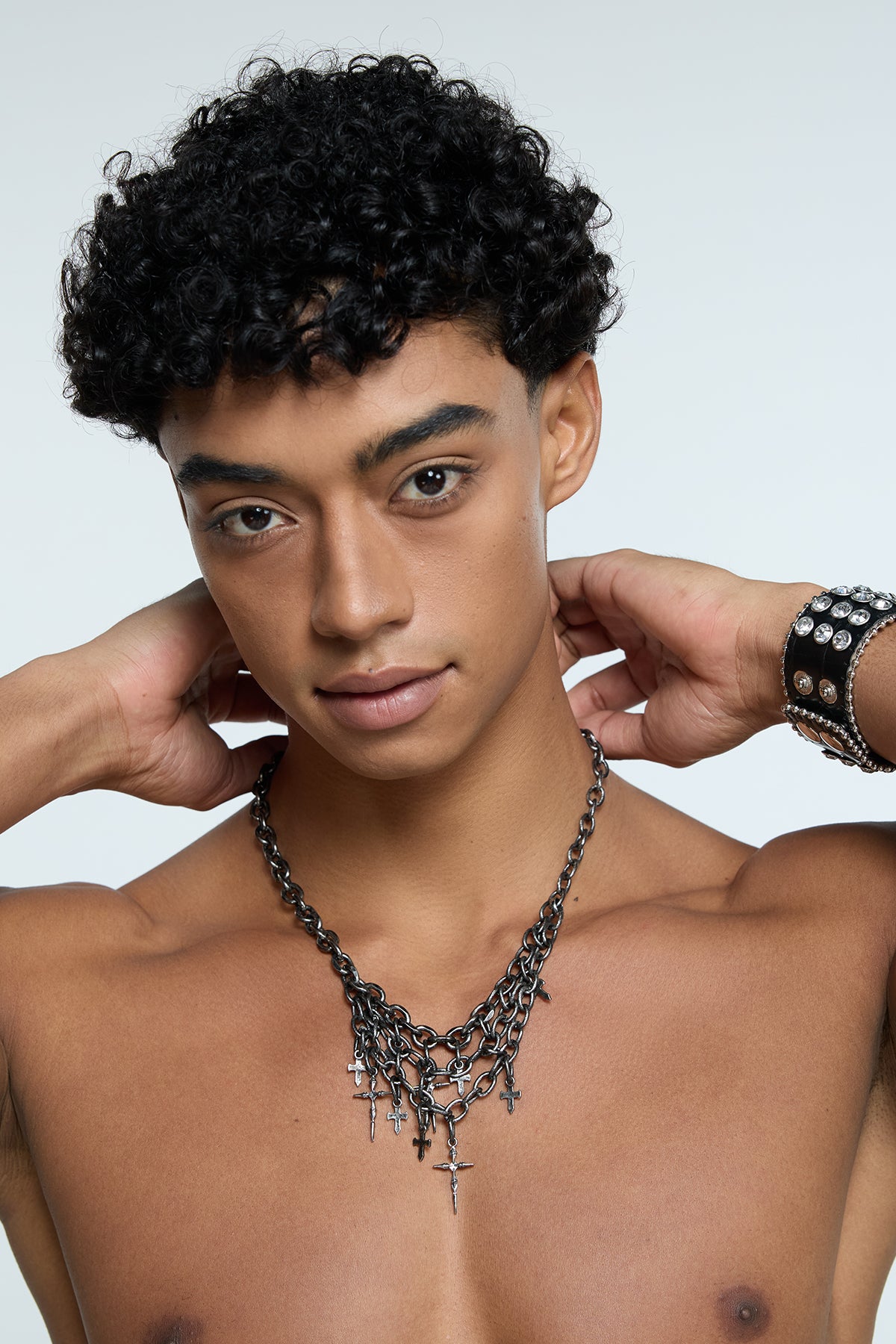 Chrome Sheave Metal Necklace