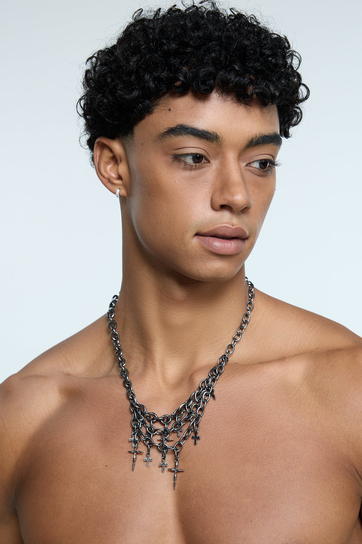 Chrome Sheave Metal Necklace