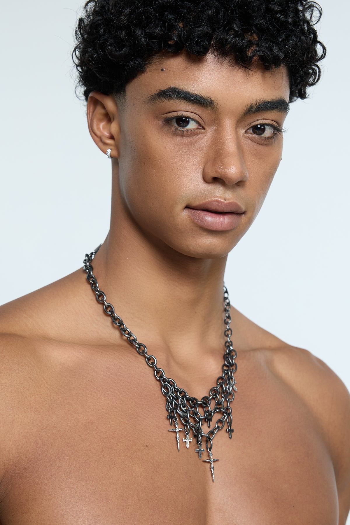 Chrome Sheave Metal Necklace