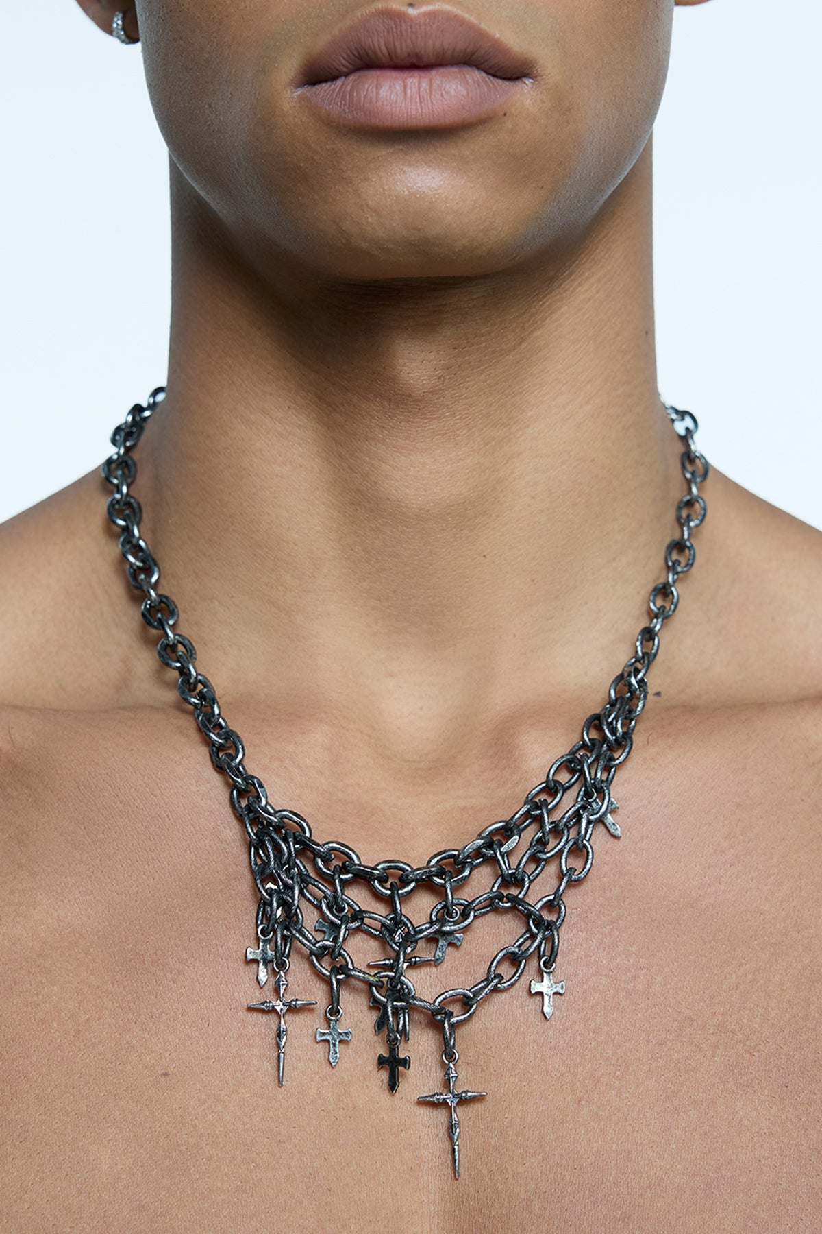 Chrome Sheave Metal Necklace