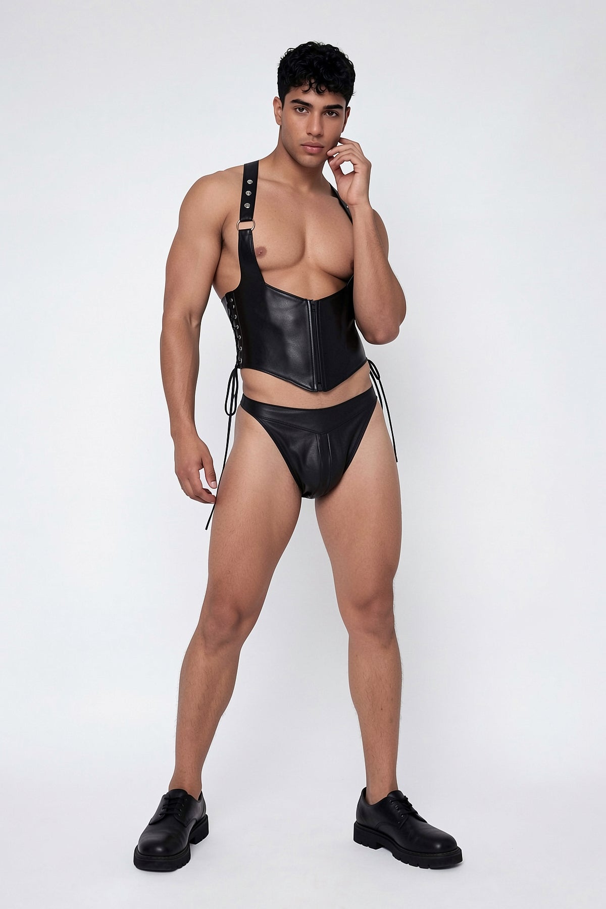 Cipher Grain Leather Short Set