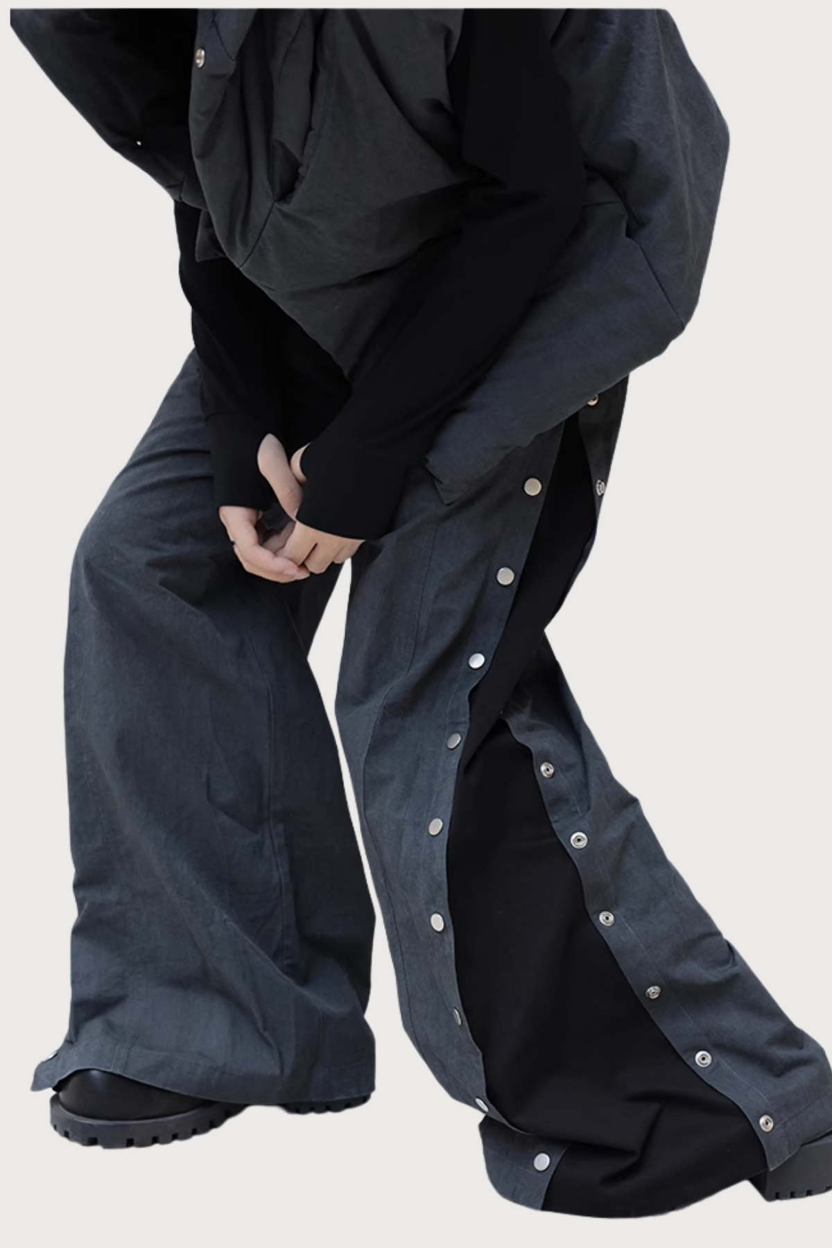 Classic Fit Button Paneled Straight Pants