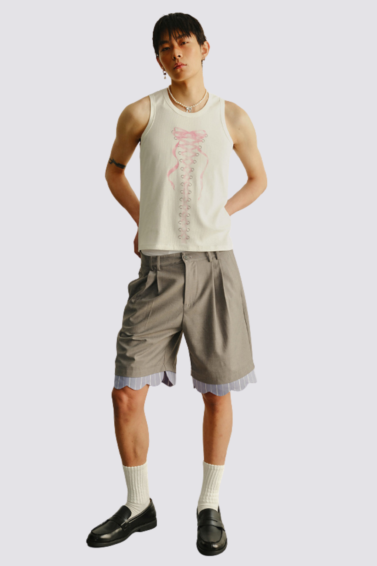 Clean Mark Bow Print Sleeveless Top