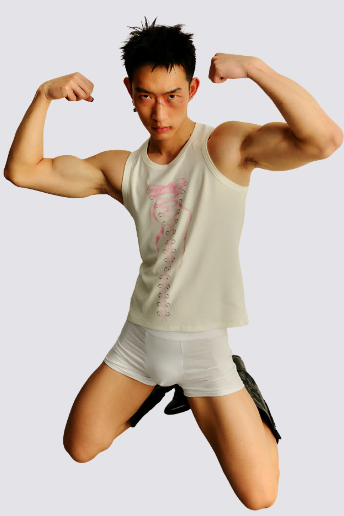 Clean Mark Bow Print Sleeveless Top