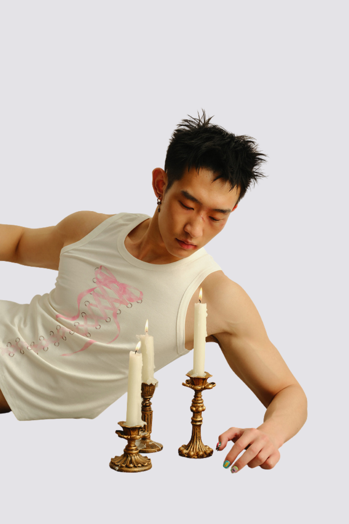 Clean Mark Bow Print Sleeveless Top