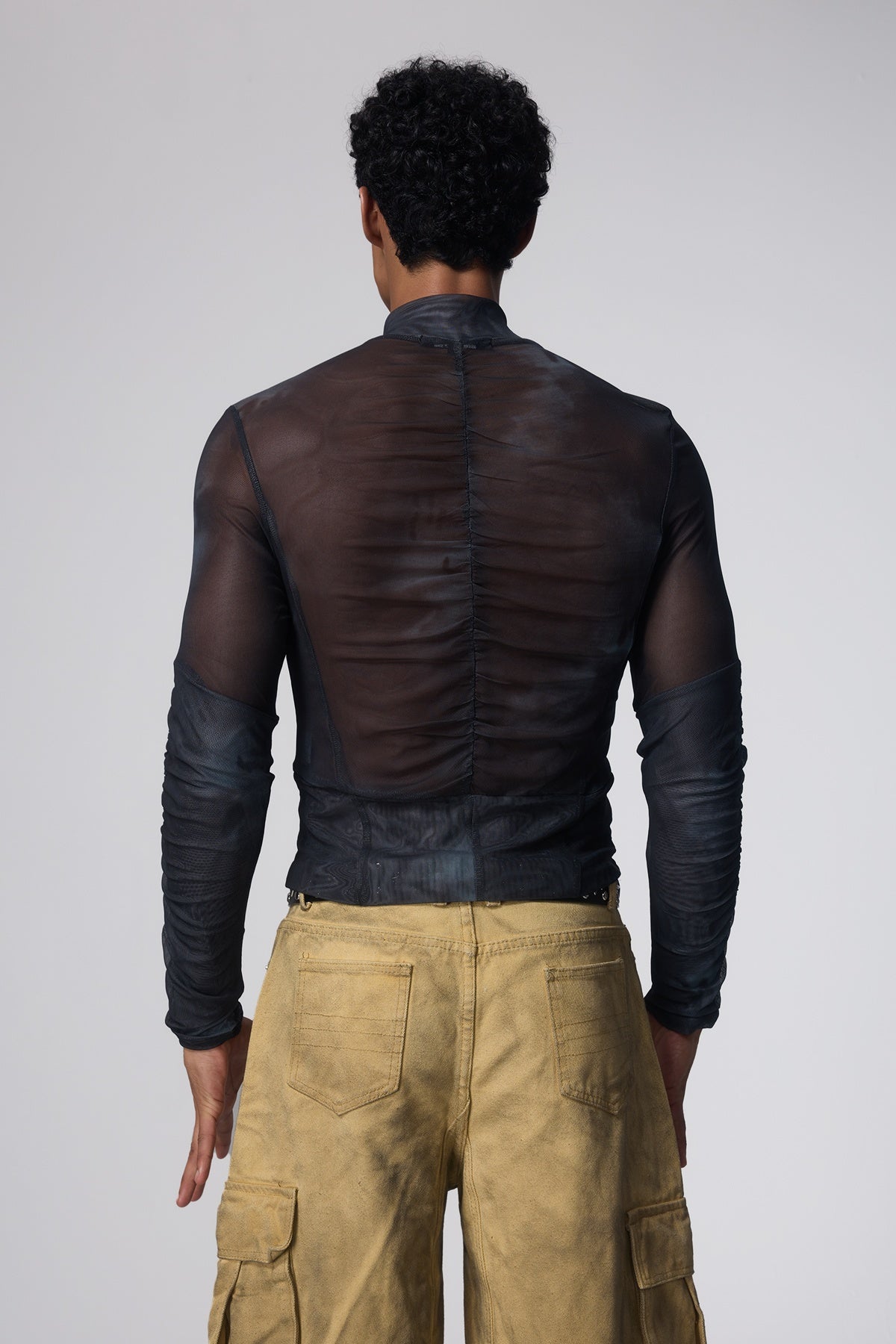 Clean Mist Print Zipper Mesh Top