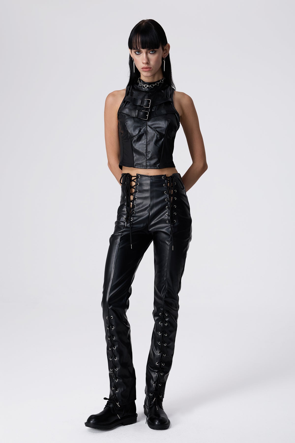 Clean Move Leather Lace Up Pants