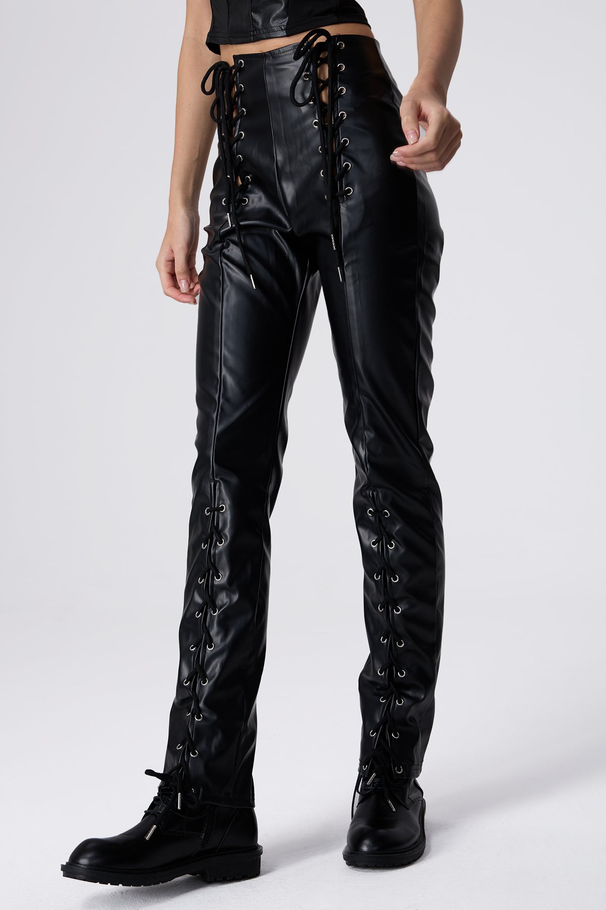 Clean Move Leather Lace Up Pants