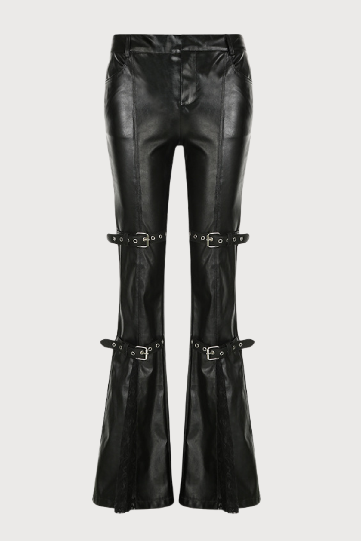 Clean Shape Lace Leather Bootcut Pants