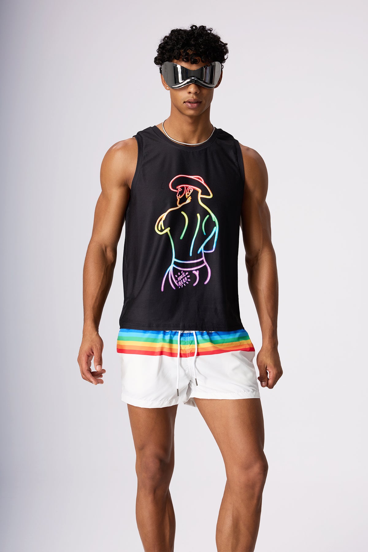 Clean Trace Print Sleeveless Top