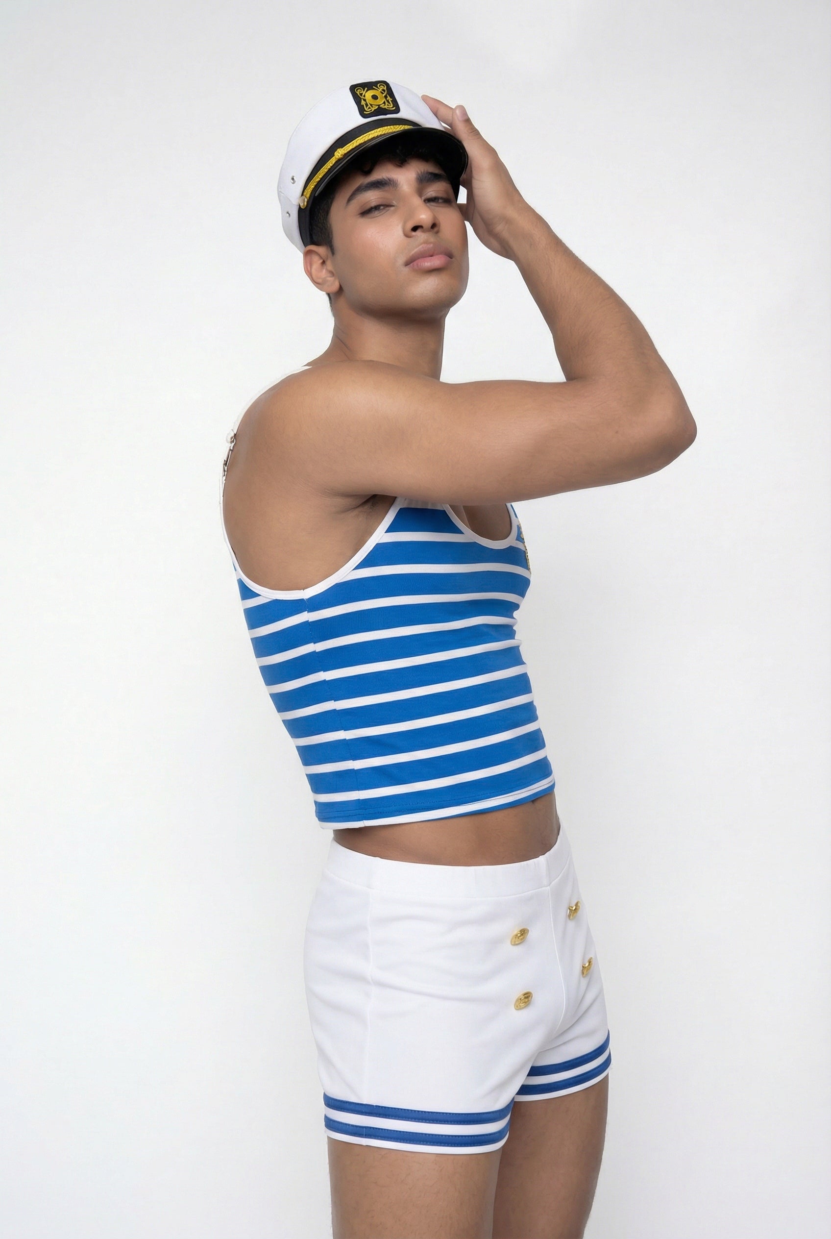 Clear Fold Stripe Shorts Set