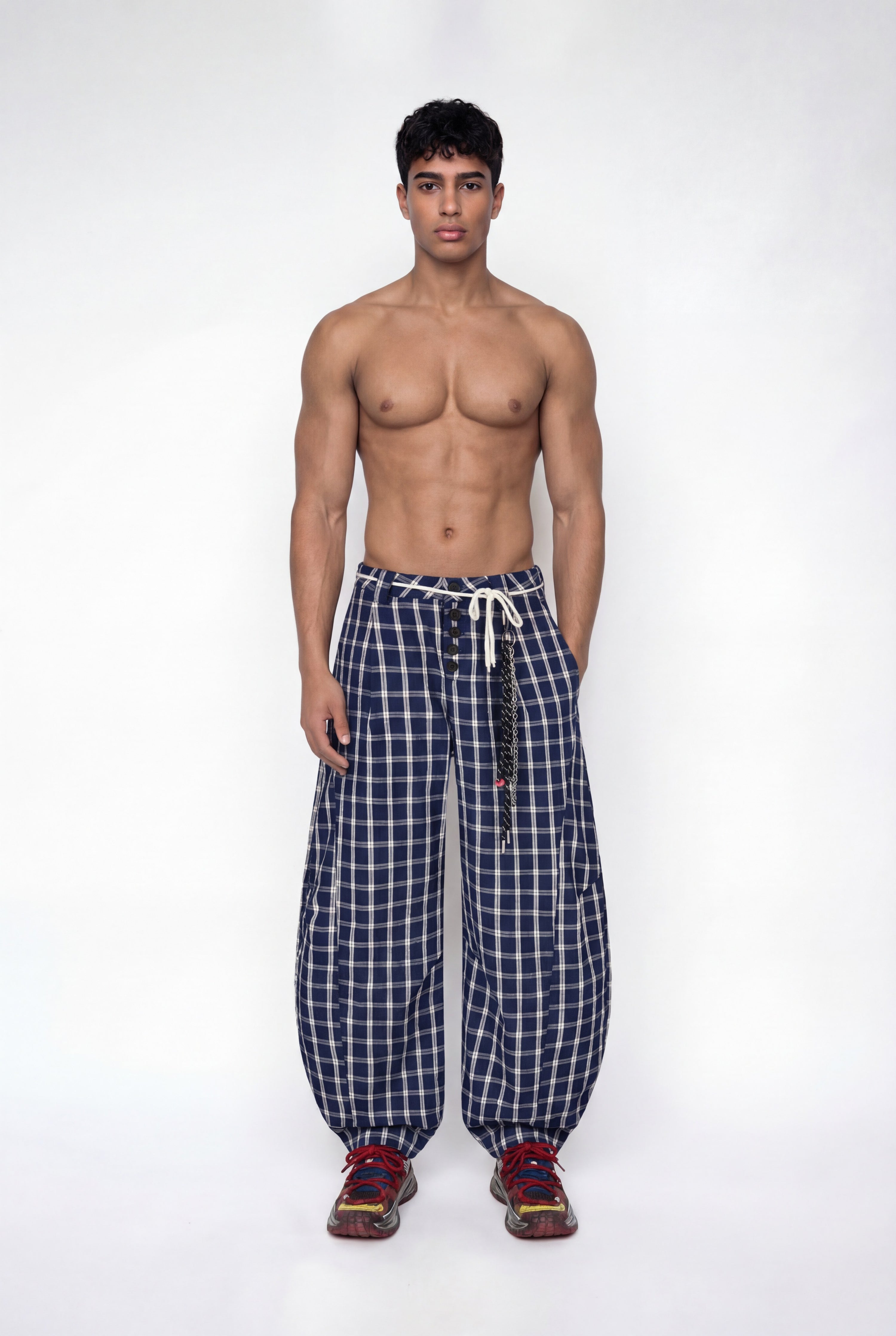 Clear Movement Plaid Barrel Pants