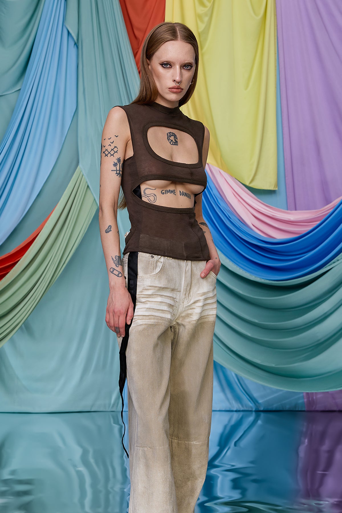 Clear Pulse Sleeveless Cutout Top