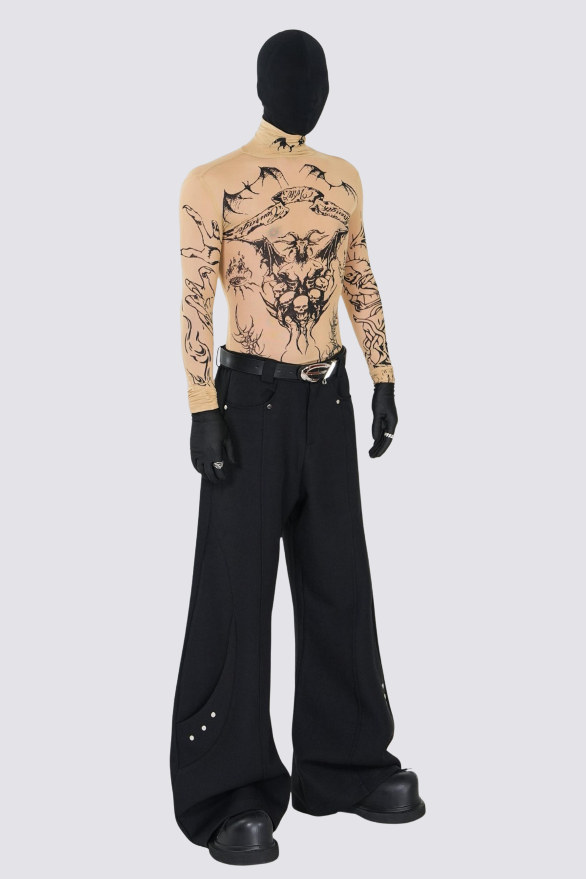 Clear Tone Mesh Long Sleeve Top Apricot