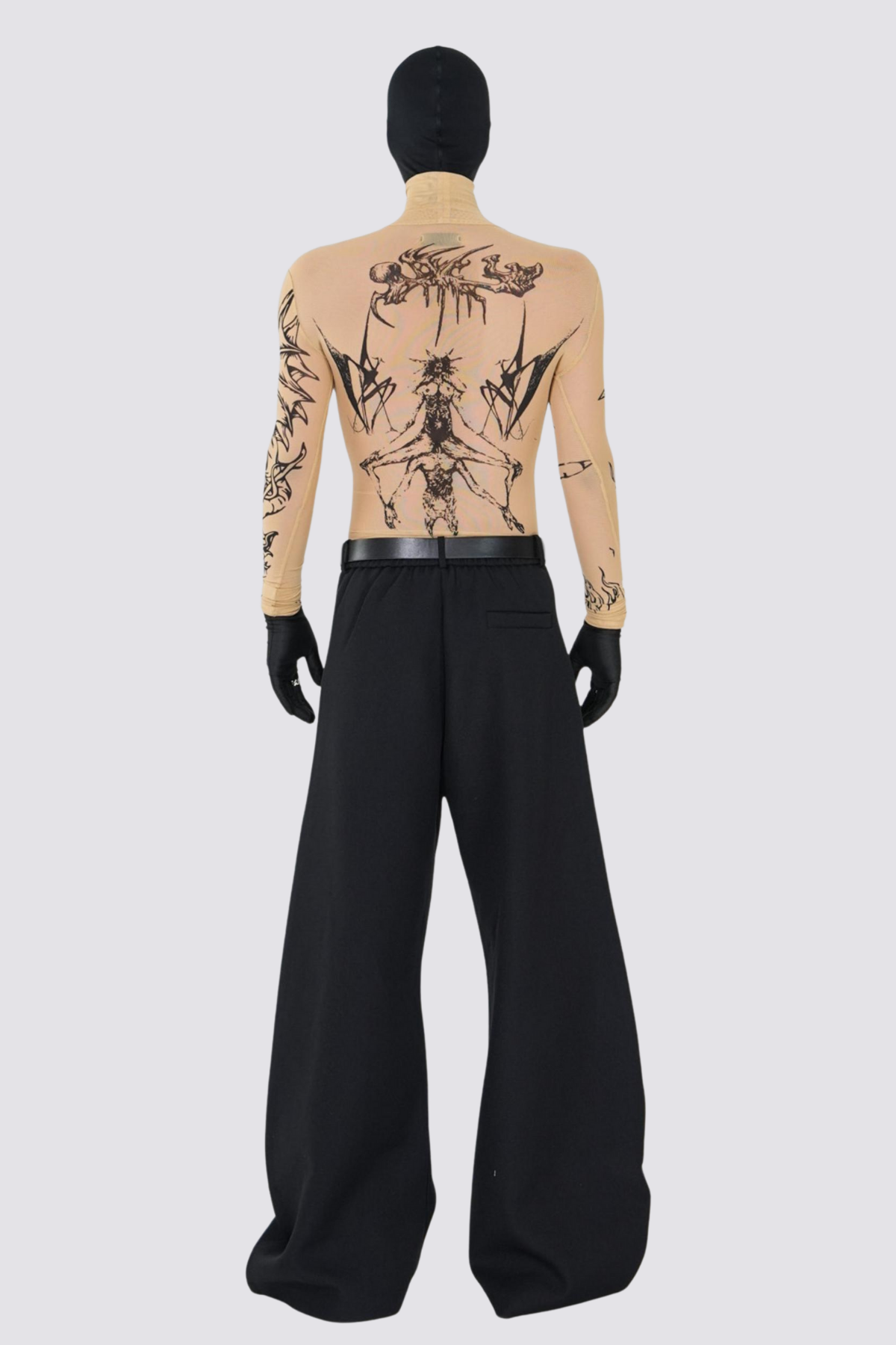 Clear Tone Mesh Long Sleeve Top Apricot