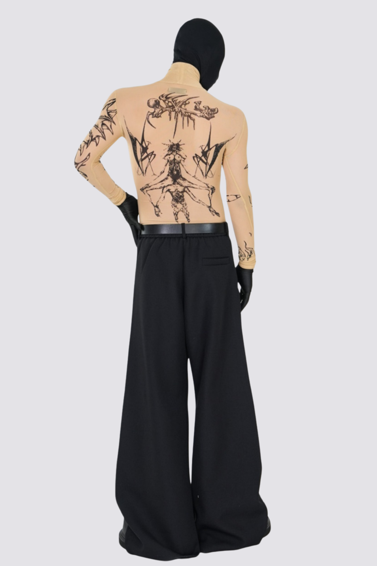 Clear Tone Mesh Long Sleeve Top Apricot