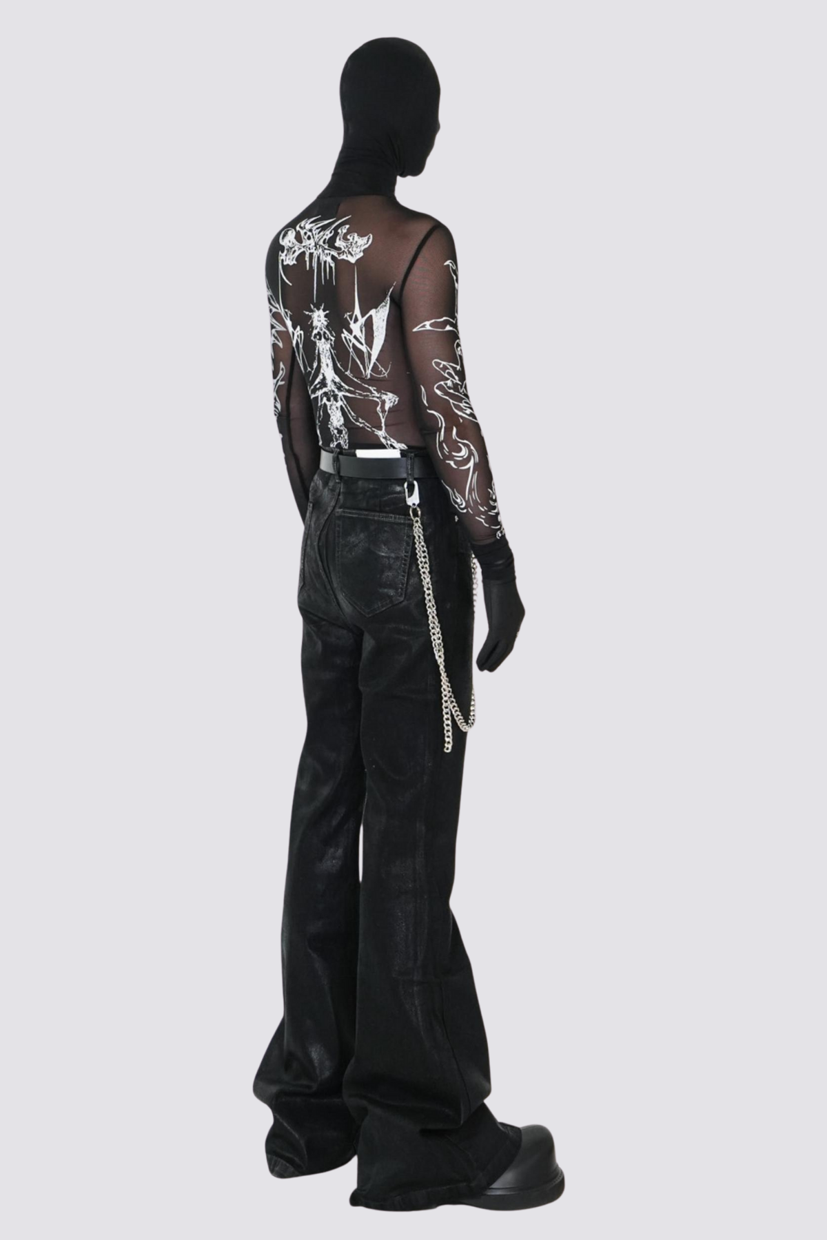 Clear Tone Mesh Long Sleeve Top Black