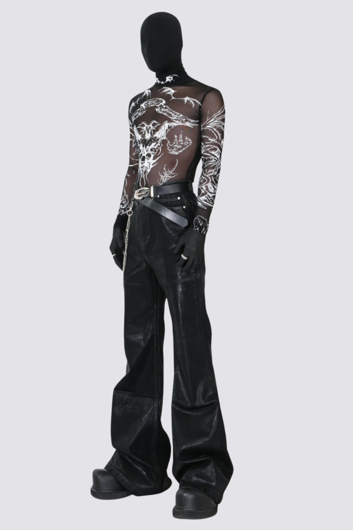 Clear Tone Mesh Long Sleeve Top Black