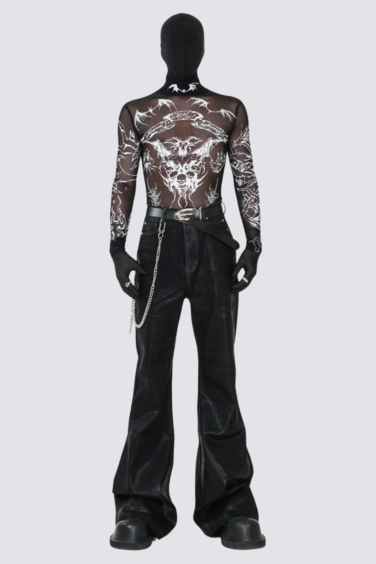 Clear Tone Mesh Long Sleeve Top Black