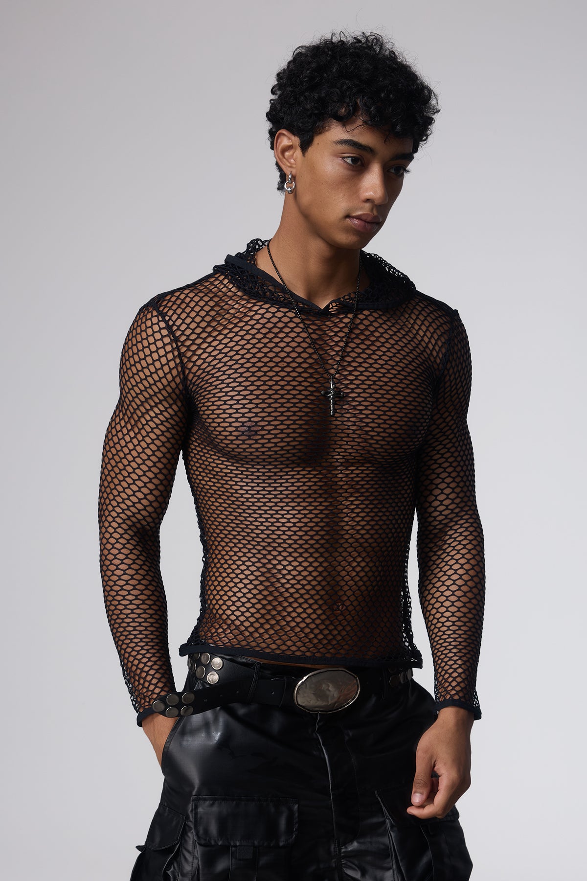 Clear Trace Cutout Hooded Top