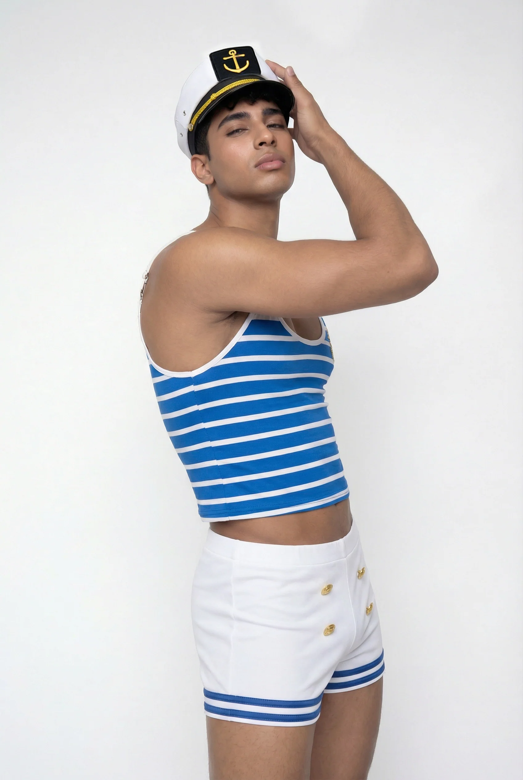 Clear Fold Stripe Shorts Set